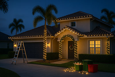 Front entry with lights and secure package pickup